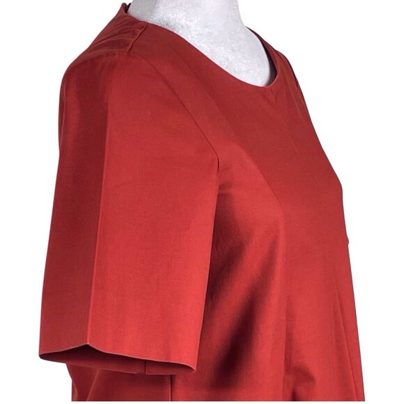 COS A-Line Cotton Twill Dress Size 4 Short Sleeve Burnt Orange Terracotta EUC - Picture 10 of 16
